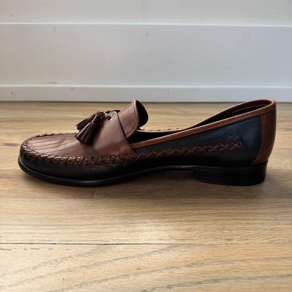 Cole Haan Brown and Black Leather Stitched Tassel Loafers Size 7 - Picture 10 of 12